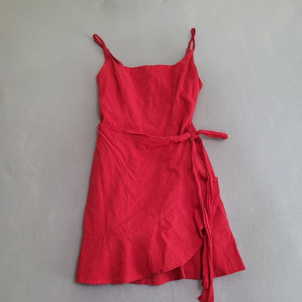 Princess Polly Love Lane Faux Wrap Mini Dress Spaghetti Straps Ruffle Women's 2